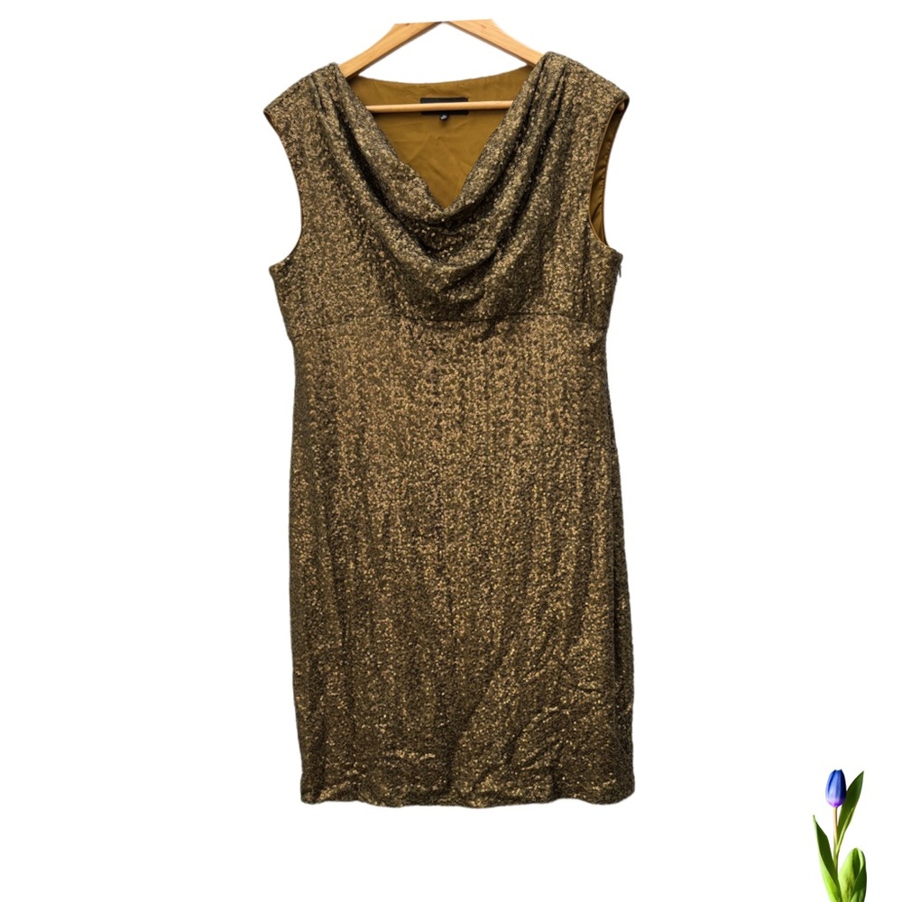 Jones New York copper sequins Cowl
Neck Wedding Guest Dress size 14